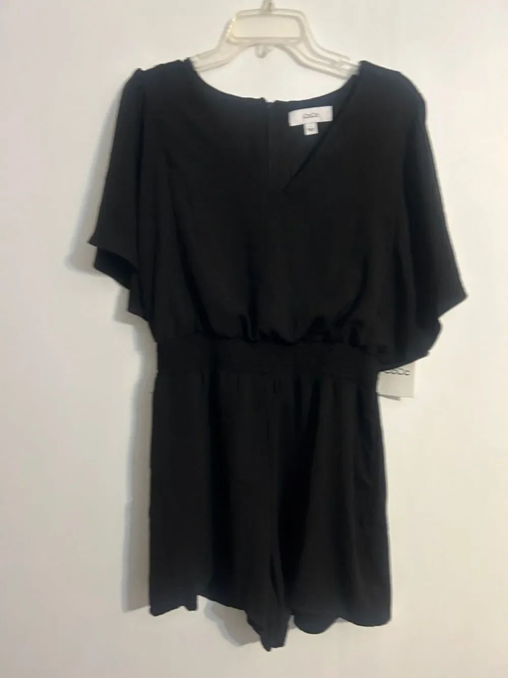 Cece Black V-Neck Elastic Waist Romper